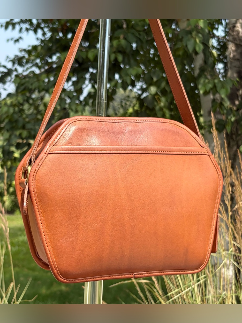 Vintage COACH Cooper Zip Geometric Canteen Crossbody British Tan 9922